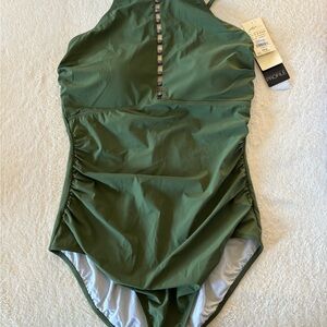 Profile By Gottex Olive Green One Piece Swimsuit